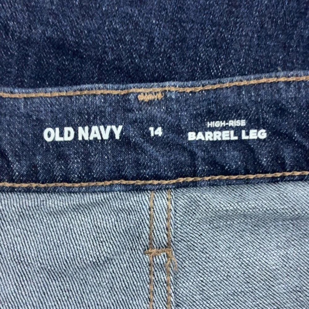 NWT Old Navy High-Rise Barrel Leg Solid Jeans Dark Indigo Modern Baggy Size 14 - Picture 7 of 9